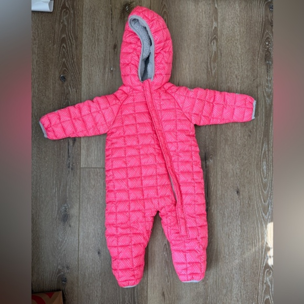 Snozu Baby Girl Quilted Snowsuit‎ Pink 9-12M – Gray Fleece Lined